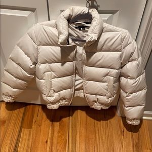 Theory goose down puffy cropped coat - ivory.